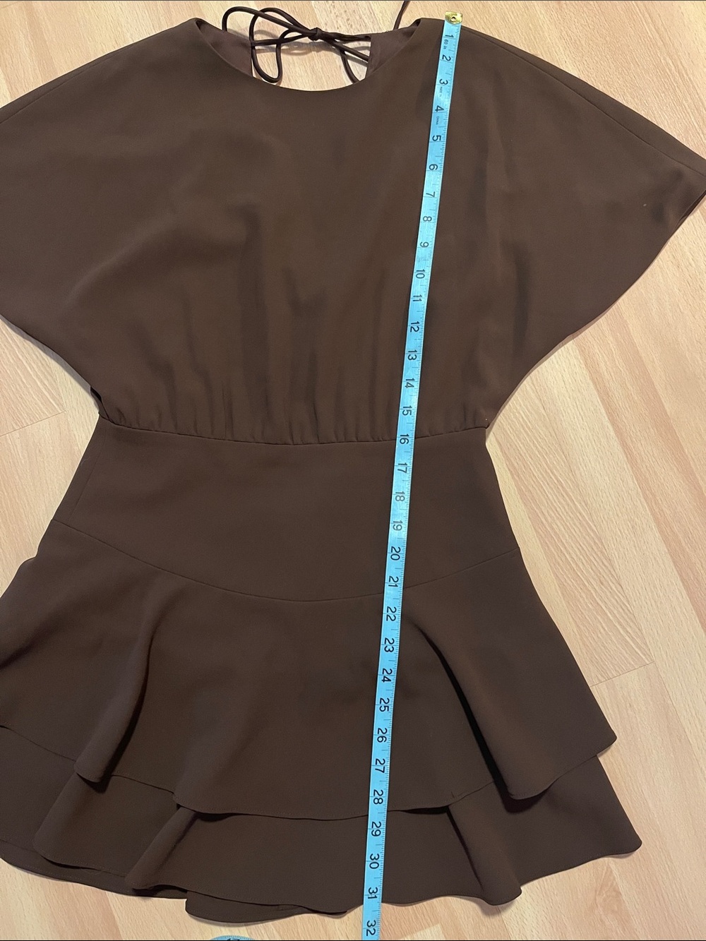 Alice + Olivia Chocolate Brown Ruffle-Hem Mini Dress - Picture 4 of 5
